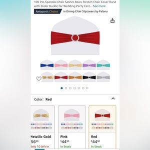 100 Pcs Spandex Chair Sashes Bows Stretch Chair Cover Band- Red